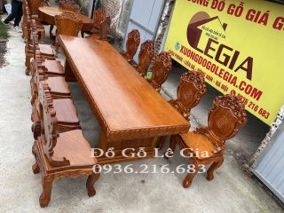 Bộ bàn ăn nguyên khối 10 nghế Louis 280cmx1m gỗ Gõ (A Hiếu - Hải Phòng) Bộ bàn ăn nguyên khối 10 nghế Louis 280cmx1m gỗ Gõ (A Hiếu - Hải Phòng) 11
