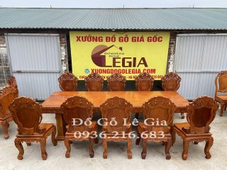 Bộ bàn ăn nguyên khối 10 nghế Louis 280cmx1m gỗ Gõ (A Hiếu - Hải Phòng) Bộ bàn ăn nguyên khối 10 nghế Louis 280cmx1m gỗ Gõ (A Hiếu - Hải Phòng) 12