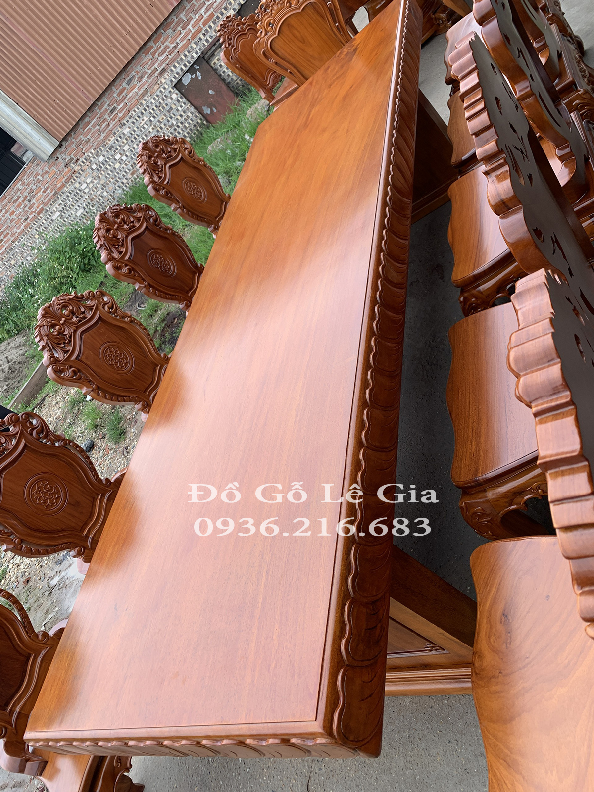 Bộ bàn ăn nguyên khối 10 nghế Louis 280cmx1m gỗ Gõ (A Hiếu - Hải Phòng) Bộ bàn ăn nguyên khối 10 nghế Louis 280cmx1m gỗ Gõ (A Hiếu - Hải Phòng) 24