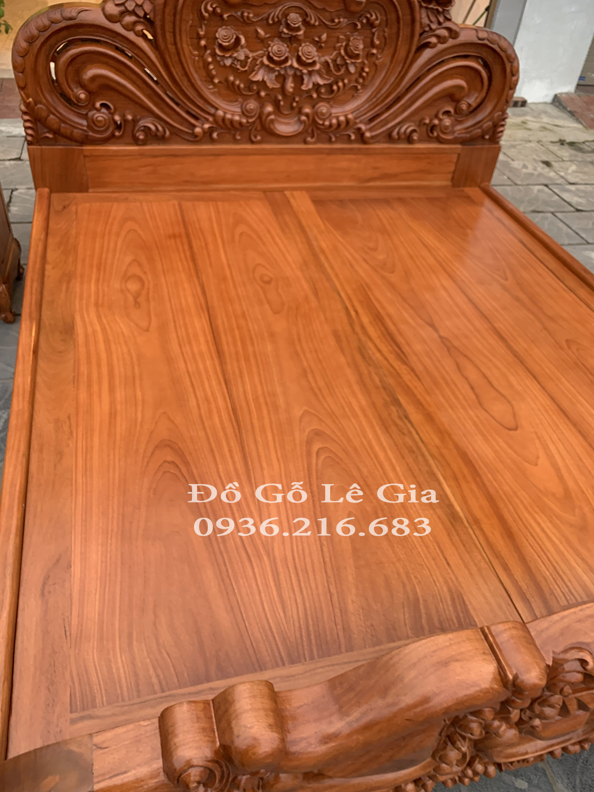 Giường Ngủ 1m8x2m Mẫu Hoàng Gia Hoa Hồng Gỗ Gõ Đỏ (Anh Định, Hải Dương) 19
