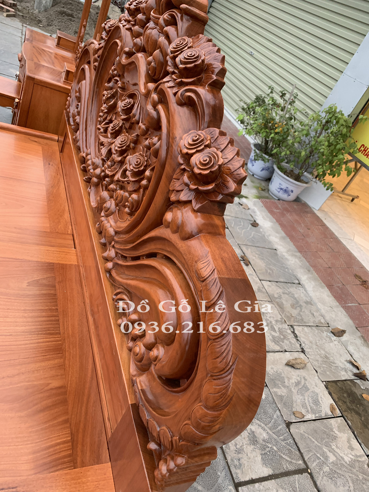 Giường Ngủ 1m8x2m Mẫu Hoàng Gia Hoa Hồng Gỗ Gõ Đỏ (Anh Định, Hải Dương) 23