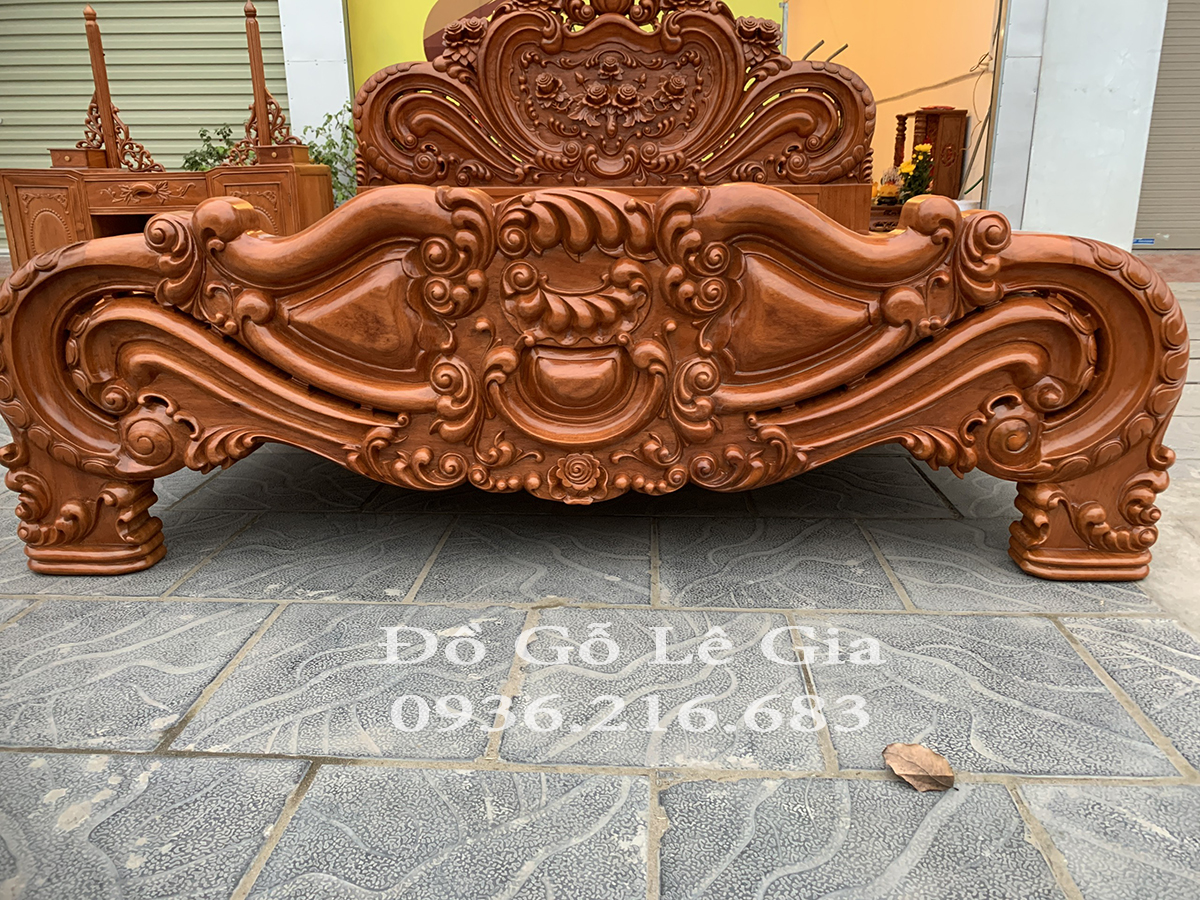 Giường Ngủ 1m8x2m Mẫu Hoàng Gia Hoa Hồng Gỗ Gõ Đỏ (Anh Định, Hải Dương) 17