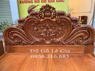 Giường Ngủ 1m8x2m Mẫu Hoàng Gia Hoa Hồng Gỗ Gõ Đỏ (Anh Định, Hải Dương) 8