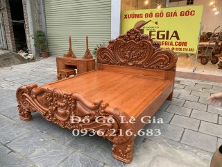 Giường Ngủ 1m8x2m Mẫu Hoàng Gia Hoa Hồng Gỗ Gõ Đỏ (Anh Định, Hải Dương) 13