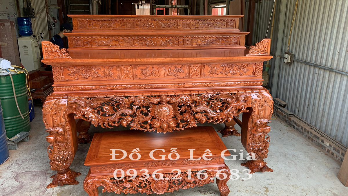 Sập thờ Mai Điểu chân 24 gỗ Hương đá ( Chú Xuân- Thanh Hóa) 32