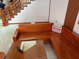 BỘ SOFA GÓC L NGUYÊN KHỐI GỖ HƯƠNG ĐÁ 13