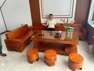 BỘ SOFA GÓC L NGUYÊN KHỐI GỖ HƯƠNG ĐÁ 11