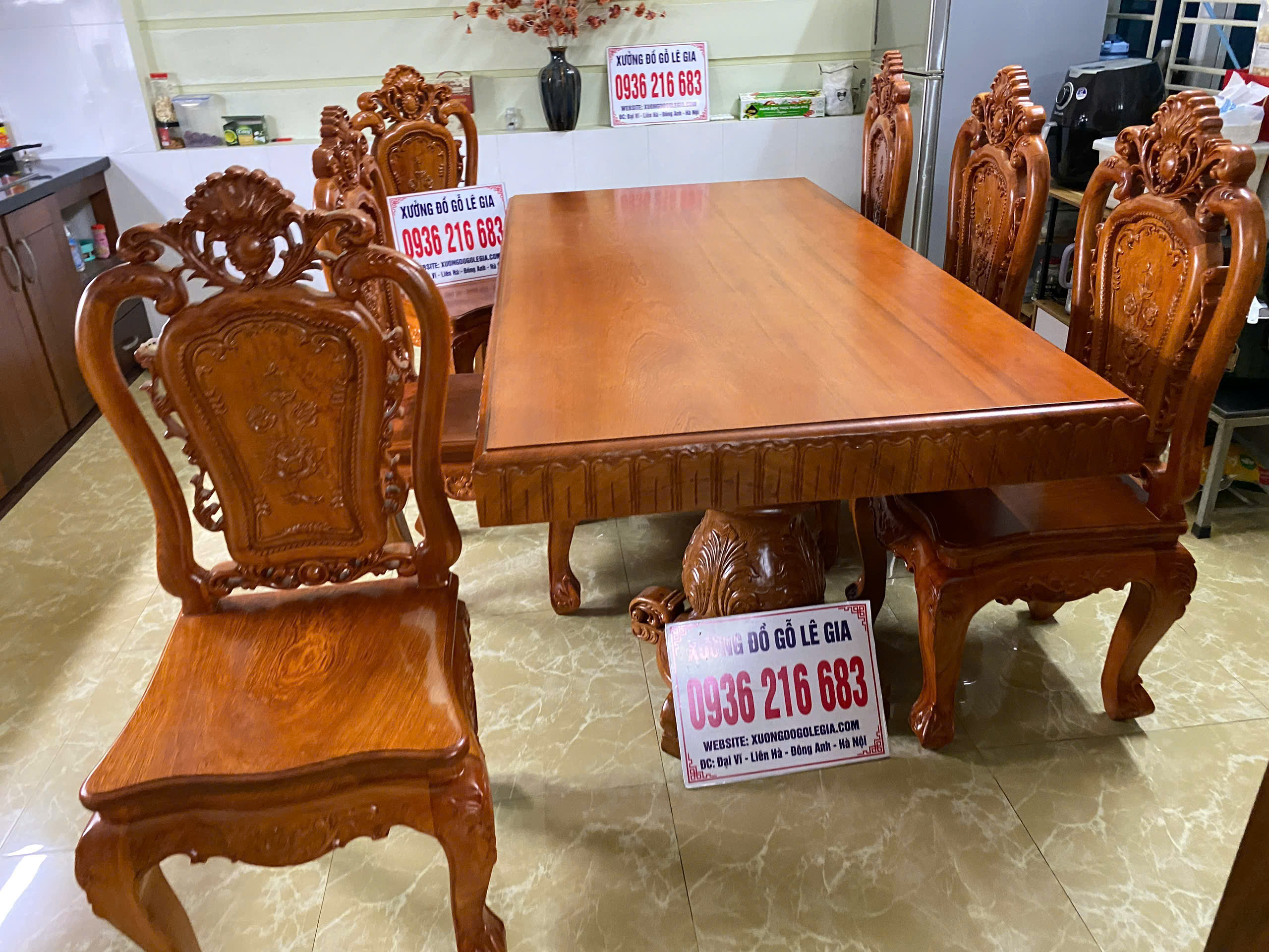 BỘ BÀN ĂN NGUYÊN KHỐI 6 GHẾ HOA HỒNG BỘ BÀN ĂN NGUYÊN KHỐI 6 GHẾ HOA HỒNG 18