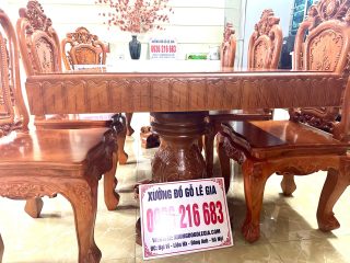 BỘ BÀN ĂN NGUYÊN KHỐI 6 GHẾ HOA HỒNG BỘ BÀN ĂN NGUYÊN KHỐI 6 GHẾ HOA HỒNG 14