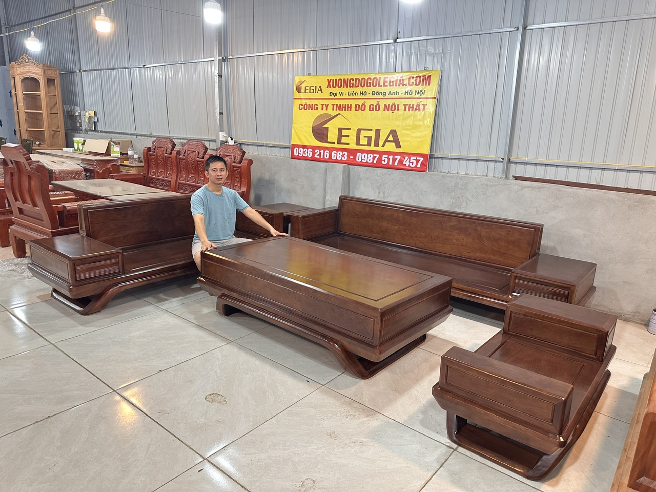 SOFA GÓC L GỖ HƯƠNG ĐÁ 14